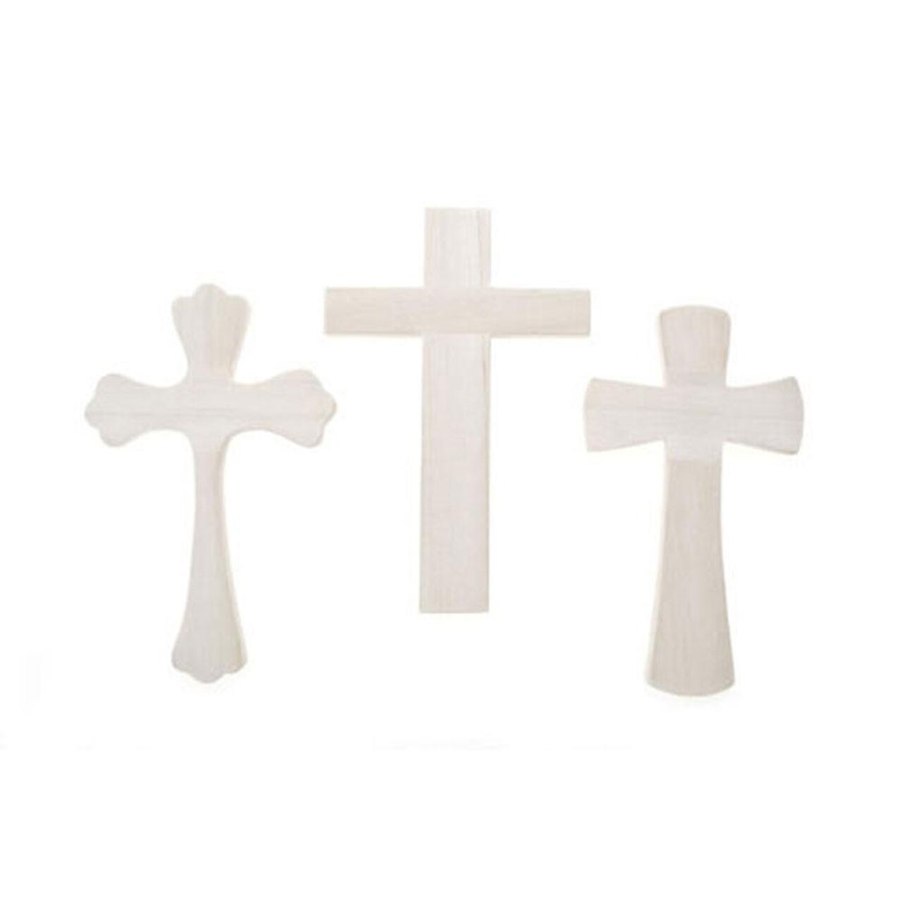 Set of 3 Unfinished Wooden Crosses Shape Cutouts DIY Crafts 9.5 Inches